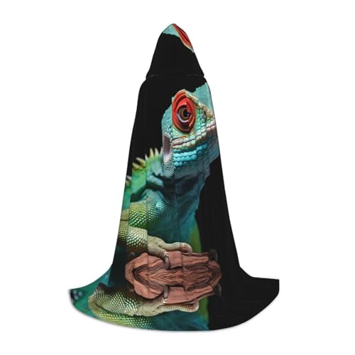 WZYCWB Lizard on a branch S Printed youth hooded cloak perfect for wizards and role-play costumes (S-L) von WZYCWB