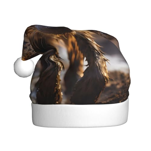 WZYCWB Lone Hyena Erwachsene Weihnachtsmütze Unisex Weihnachtsmann Weihnachten Halloween Urlaub Party Erwachsene Plüsch Weihnachtsmütze von WZYCWB