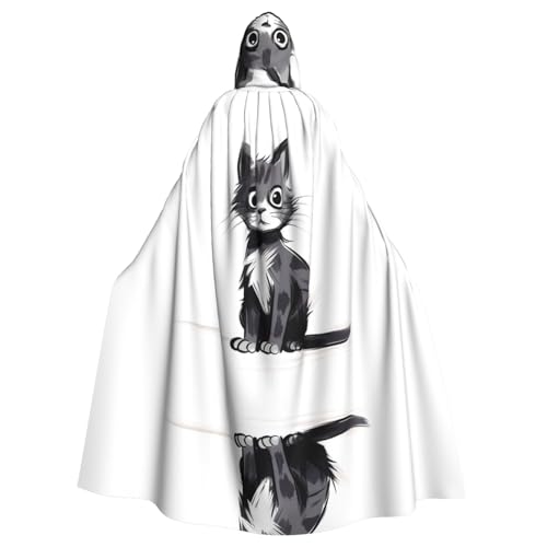 WZYCWB Lonely Cat Gemusterter Ballumhang Erwachsene Erweiterte Zauberer Robe Maskerade Kostüm Karneval Motto Party Kleid von WZYCWB