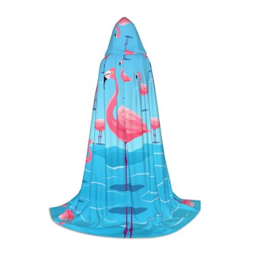 WZYCWB Long Legs Flamingo S Bedruckter Jugendmantel mit Kapuze, perfekt für Zauberer und Rollenspiel-Kostüme (S-L) von WZYCWB