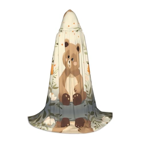 WZYCWB Lost Bear L bedruckter Jugendmantel mit Kapuze, perfekt für Zauberer und Rollenspiel-Kostüme (S-L) von WZYCWB
