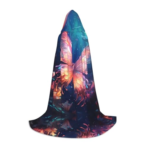 WZYCWB Magic Butterfly M Bedruckter Jugendumhang mit Kapuze, perfekt für Zauberer und Rollenspiel-Kostüme (S-L) von WZYCWB