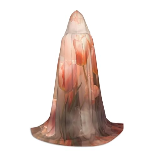 WZYCWB Magic Tulips L bedruckter Jugendumhang mit Kapuze, perfekt für Zauberer und Rollenspiel-Kostüme (S-L) von WZYCWB