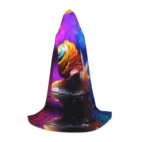 WZYCWB Magical Colored Snails S Bedruckter Jugendmantel mit Kapuze, perfekt für Zauberer und Rollenspiel-Kostüme (S-L) von WZYCWB