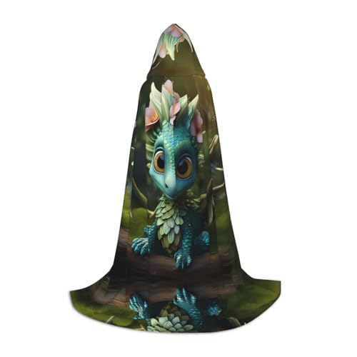 WZYCWB Magical little menglong M Printed youth hooded cloak perfect for wizards and role-play costumes (S-L) von WZYCWB