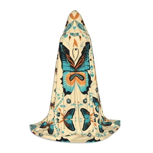 WZYCWB Mass Dance of Butterflies S Printed Youth Hooded Cloak Perfect for Wizards and role-play costumes (S-L) von WZYCWB