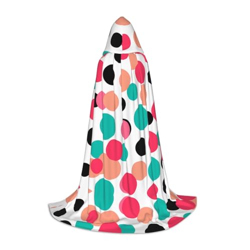 WZYCWB Mehrfarbige Punkte L bedruckter Jugendmantel mit Kapuze, perfekt für Zauberer und Rollenspiel-Kostüme (S-L) von WZYCWB