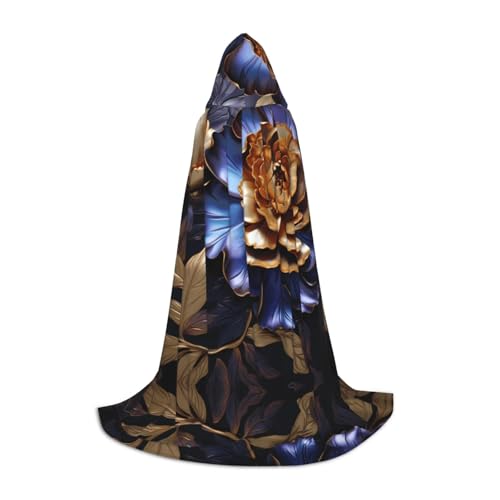 WZYCWB Metal Peonies M Printed Youth Hooded Cloak Perfect for Wizards and role-play costumes (S-L) von WZYCWB