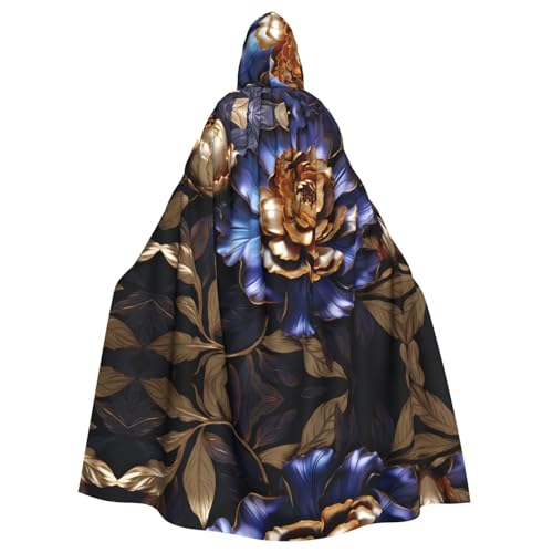 WZYCWB Metall-Pfingstrosen gemusterter Ballumhang für Erwachsene, erweiterter Zauberer-Robe, Maskerade-Kostüm, Karnevalsmotto-Partykleid von WZYCWB