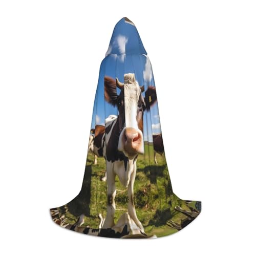 WZYCWB Milch Kuh S bedruckter Jugendumhang mit Kapuze, perfekt für Zauberer und Rollenspiel-Kostüme (S-L) von WZYCWB