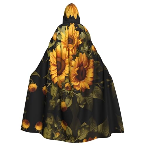 WZYCWB Mit dem gelben Sonnenblumen-Muster Ballumhang für Erwachsene, erweiterter Zauberer-Robe, Maskerade-Kostüm, Karnevalsmottop-Partykleid von WZYCWB