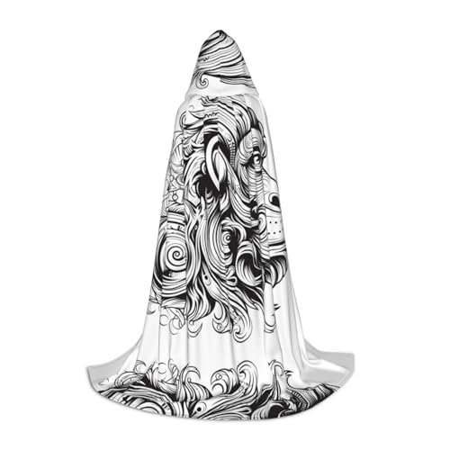 WZYCWB Monkey Abstrakte Figur S Bedruckter Jugendmantel mit Kapuze, perfekt für Zauberer und Rollenspiel-Kostüme (S-L) von WZYCWB