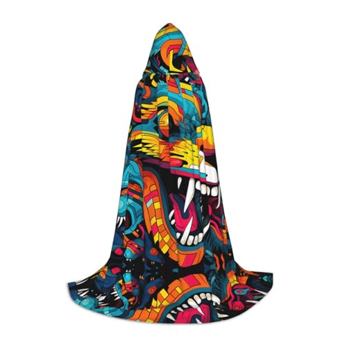 WZYCWB Monsters M bedruckter Jugendumhang mit Kapuze, perfekt für Zauberer und Rollenspiel-Kostüme (S-L) von WZYCWB
