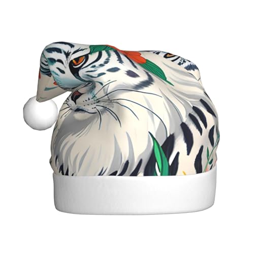 WZYCWB Niedlicher weißer Tiger Erwachsene Weihnachtsmütze Unisex Weihnachtsmann Weihnachten Halloween Urlaub Party Erwachsene Plüsch Weihnachtsmütze WZYCWB Niedlicher weißer Tiger Erwachsene Weihnachtsmütze Unisex Weihnachtsmann Weihnachten Halloween Urlaub Party Erwachsene Plüsch Weihnachtsmütze von WZYCWB