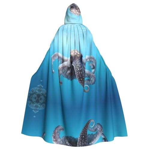 WZYCWB Octopus in the Sea Gemusterter Ballumhang Erwachsene erweiterte Zauberer Robe Maskerade Kostüm Karneval Motto Party Kleid von WZYCWB