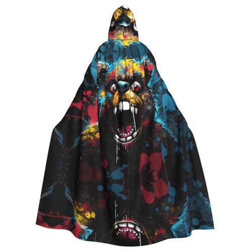 WZYCWB Offener Mund Bär gemusterter Ballumhang Erwachsene erweiterte Zauberer Robe Maskerade Kostüm Karneval Motto Party Kleid von WZYCWB