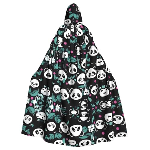 WZYCWB Panda niedliches Gesicht gemusterter Ballumhang Erwachsene erweiterte Zauberer Robe Maskerade Kostüm Karneval Motto Party Kleid von WZYCWB