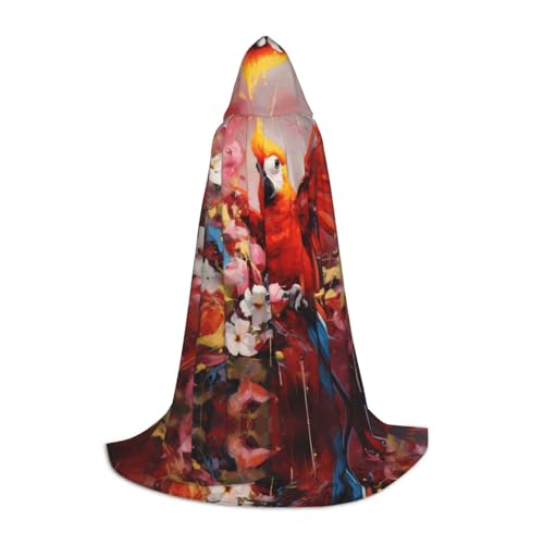 WZYCWB Parrot Art Paintings S bedruckter Jugendumhang mit Kapuze, perfekt für Zauberer und Rollenspiel-Kostüme (S-L) von WZYCWB