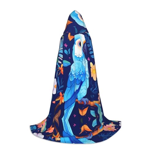 WZYCWB Parrot Illustration L bedruckter Jugendmantel mit Kapuze, perfekt für Zauberer und Rollenspiel-Kostüme (S-L) von WZYCWB