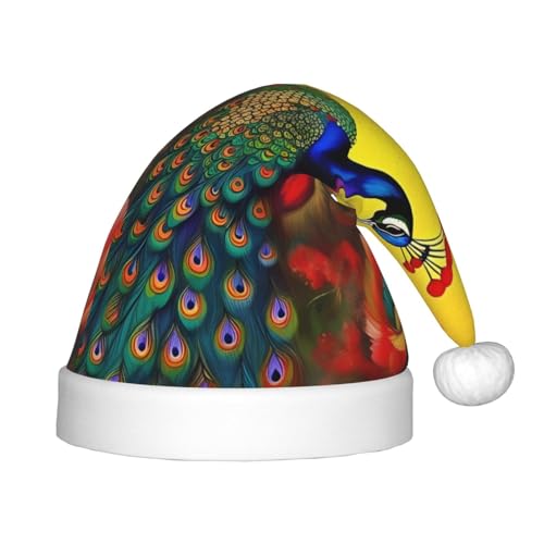 WZYCWB Pfau Blumen Neujahr Party Kinder Hut Weihnachten Event Bühnenaufführung Urlaub Party Szene Kindermode Weihnachtsmütze von WZYCWB