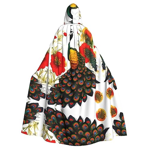 WZYCWB Pfau Rote Blume Halloween Dekoration Umhang Erwachsene Große Größe Kapuzenumhang Unisex Karneval Umhang für Maskerade Rollenspiele WZYCWB Pfau Rote Blume Halloween Dekoration Umhang Erwachsene Große Größe Kapuzenumhang Unisex Karneval Umhang für Maskerade Rollenspiele von WZYCWB