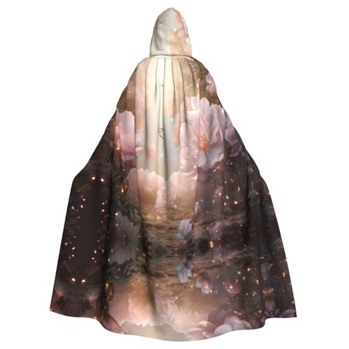 WZYCWB Pfingstrose Blumen im Traum Gemusterter Ballumhang Erwachsene erweiterte Zauberer Robe Maskerade Kostüm Karneval Motto Party Kleid von WZYCWB
