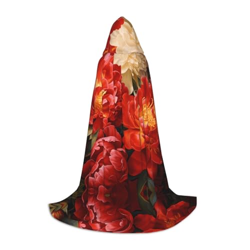 WZYCWB Pfingstrosenstrauch L bedruckter Jugendumhang mit Kapuze, perfekt für Zauberer und Rollenspiel-Kostüme (S-L) von WZYCWB