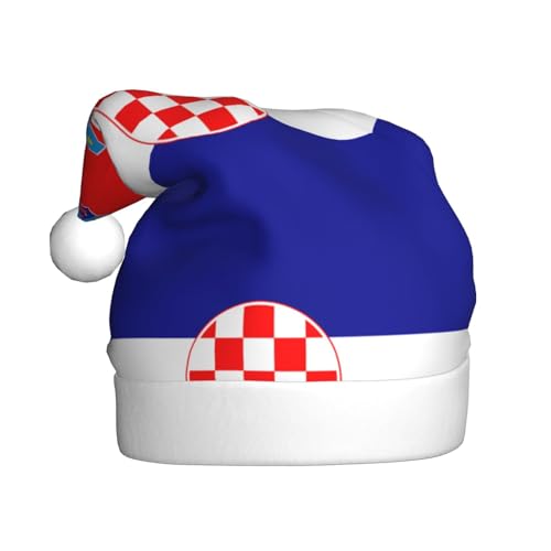 WZYCWB Republik Kroatien Flagge Erwachsene Weihnachtsmütze Unisex Weihnachtsmann Weihnachten Halloween Urlaub Party Erwachsene Plüsch Weihnachtsmütze von WZYCWB