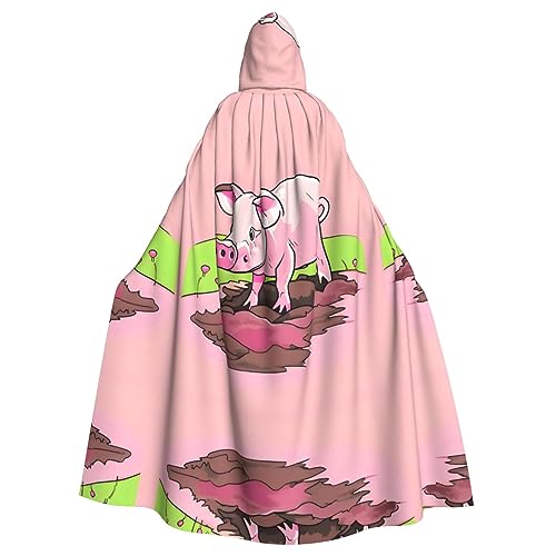 WZYCWB Rosa Ferkel Halloween Dekoration Umhang Erwachsene Große Größe Kapuzenumhang Unisex Karneval Umhang für Maskerade Rollenspiele von WZYCWB