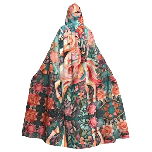 WZYCWB Rosa Papierschnitt Einhorn gemustert Ball Umhang Erwachsene erweiterte Zauberer Robe Maskerade Kostüm Karneval Motto Party Kleid von WZYCWB