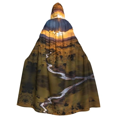 WZYCWB Schöner Sonnenuntergang, gemusterter Ballumhang für Erwachsene, erweiterter Zauberer-Robe, Maskerade-Kostüm, Karnevalsmottop-Partykleid von WZYCWB
