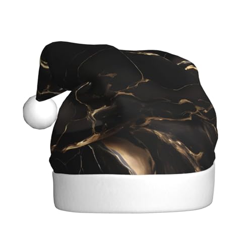 WZYCWB Schwarz-goldener Marmor-Weihnachtsmütze für Erwachsene, Unisex, Weihnachtsmann, Weihnachten, Halloween, Urlaubsparty, Erwachsene, Plüsch-Weihnachtsmütze WZYCWB Schwarz-goldener Marmor-Weihnachtsmütze für Erwachsene, Unisex, Weihnachtsmann, Weihnachten, Halloween, Urlaubsparty, Erwachsene, Plüsch-Weihnachtsmütze von WZYCWB