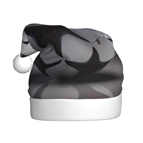 WZYCWB Schwarz-weiße Fußball-Weihnachtsmütze für Erwachsene, Unisex, Weihnachtsmann, Weihnachten, Halloween, Urlaubsparty, Erwachsene, Plüsch-Weihnachtsmütze von WZYCWB