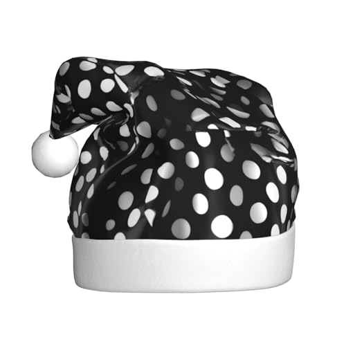 WZYCWB Schwarz-weiße gewellte Punkte Weihnachtsmütze für Erwachsene, Unisex, Weihnachtsmann, Weihnachten, Halloween, Urlaubsparty, Erwachsene, Plüsch-Weihnachtsmütze WZYCWB Schwarz-weiße gewellte Punkte Weihnachtsmütze für Erwachsene, Unisex, Weihnachtsmann, Weihnachten, Halloween, Urlaubsparty, Erwachsene, Plüsch-Weihnachtsmütze von WZYCWB