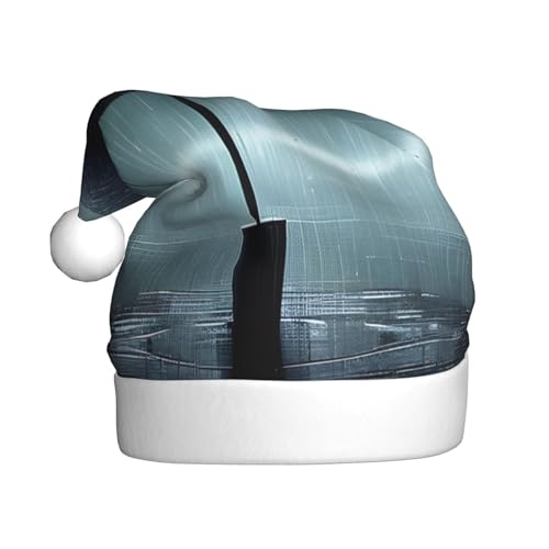 WZYCWB Schwarzer Regenschirm im Regen Erwachsene Weihnachtsmütze Unisex Weihnachtsmann Weihnachten Halloween Urlaub Party Erwachsene Plüsch Weihnachtsmütze von WZYCWB