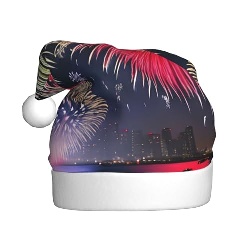 WZYCWB Splendid Feuerwerk Erwachsene Weihnachtsmütze Unisex Weihnachtsmann Weihnachten Halloween Urlaub Party Erwachsene Plüsch Weihnachtsmütze von WZYCWB