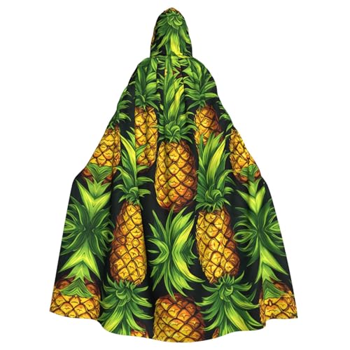 WZYCWB Viele Ananas gemusterter Ballumhang für Erwachsene, erweiterter Zauberer-Robe, Maskerade-Kostüm, Karnevalsmottop-Partykleid von WZYCWB
