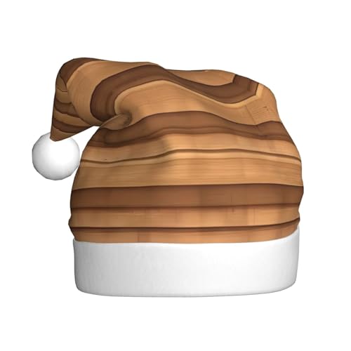 WZYCWB Weihnachtsmütze für Erwachsene, originelle Holzstruktur, Unisex, Weihnachtsmann, Weihnachten, Halloween, Urlaubsparty, Erwachsene, Plüsch-Weihnachtsmütze von WZYCWB