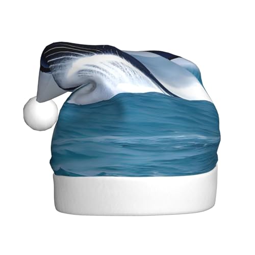 Wale auf See Erwachsene Weihnachtsmütze Unisex Weihnachtsmann Weihnachten Halloween Urlaub Party Erwachsene Plüsch Weihnachtsmütze von WZYCWB