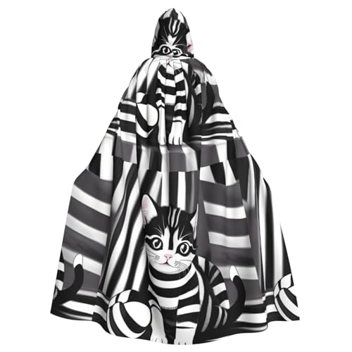 WZYGXMW Schwarz-weiß gestreiftes Kätzchen-Bademantel für Erwachsene, mit Kapuze, Umhang, Halloween-Party, Rollenspiel, übergroßer Hut, Dekoration, Kostüm WZYGXMW Schwarz-weiß gestreiftes Kätzchen-Bademantel für Erwachsene, mit Kapuze, Umhang, Halloween-Party, Rollenspiel, übergroßer Hut, Dekoration, Kostüm von WZYGXMW