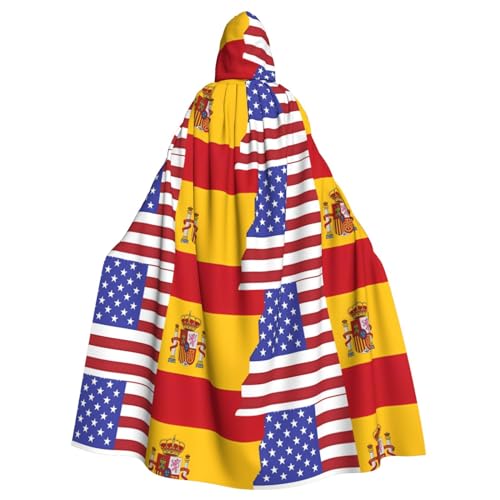 WZYGXMW Umhang mit amerikanischer Spanien-Flagge, mit Kapuze, für Halloween, Party, Rollenspiel, übergroßer Hut, Dekoration, Kostüm WZYGXMW Umhang mit amerikanischer Spanien-Flagge, mit Kapuze, für Halloween, Party, Rollenspiel, übergroßer Hut, Dekoration, Kostüm von WZYGXMW