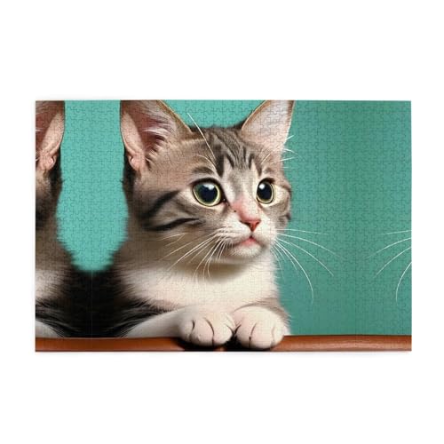 Holzpuzzle, 1000 Teile, WZYWHJ Eine neugierige Katze, bedruckt für Erwachsene und Kinder, perfekt für Familienspaß, Stressabbau Holzpuzzle, 1000 Teile, WZYWHJ Eine neugierige Katze, bedruckt für Erwachsene und Kinder, perfekt für Familienspaß, Stressabbau von WZYWHJ
