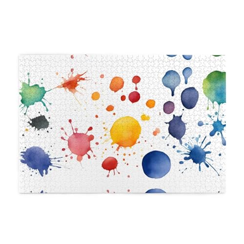 Holzpuzzle, 1000 Teile, WZYWHJ Flecken von Aquarellfarben, Farbspritzer, Muster für Erwachsene und Kinder, perfekt für Familienspaß, Stressabbau von WZYWHJ