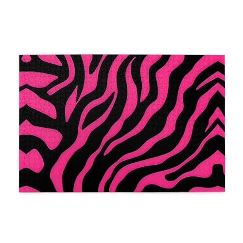 Holzpuzzle, 1000 Teile, WZYWHJ Zebra, Tiger, Leopard, Rosa, bedruckt für Erwachsene und Kinder, perfekt für Familienspaß, Stressabbau von WZYWHJ