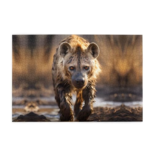 Holzpuzzle, 1000 Teile, WZYWHJ einsame Hyäne, bedruckt für Erwachsene und Kinder, perfekt für Familienspaß, Stressabbau von WZYWHJ