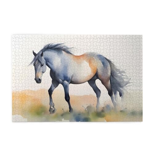 Holzpuzzle 1000 Teile WZYWHJ Aquarell Pferd Muster für Erwachsene und Kinder, perfekt für Familienspaß, Stressabbau Holzpuzzle 1000 Teile WZYWHJ Aquarell Pferd Muster für Erwachsene und Kinder, perfekt für Familienspaß, Stressabbau von WZYWHJ