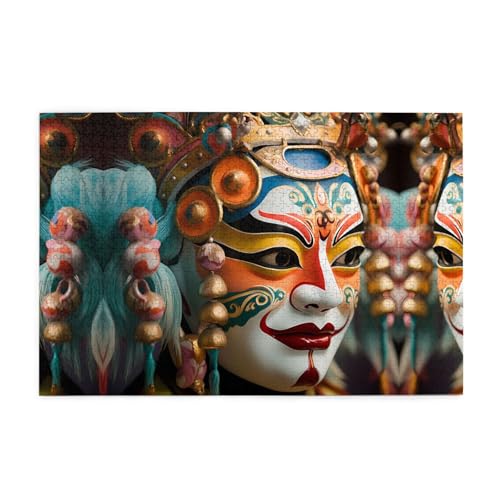 Holzpuzzle 1000 Teile WZYWHJ Arten von Gesichts-Make-up gedruckt für Erwachsene und Kinder, perfekt für Familienspaß, Stressabbau von WZYWHJ