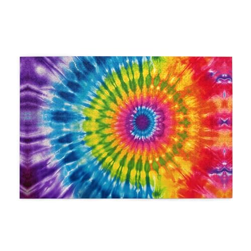 Holzpuzzle 1000 Teile WZYWHJ Batikmuster Regenbogenmuster für Erwachsene und Kinder, perfekt für Familienspaß, Stressabbau von WZYWHJ