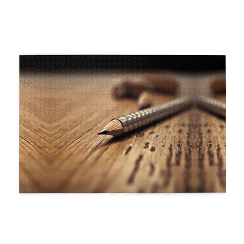 Holzpuzzle 1000 Teile WZYWHJ Bleistifte gedruckt für Erwachsene und Kinder, perfekt für Familienspaß, Stressabbau von WZYWHJ