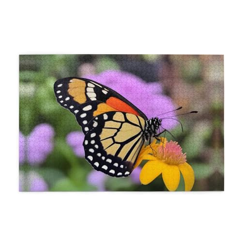 Holzpuzzle 1000 Teile WZYWHJ Blume Schmetterling Muster für Erwachsene und Kinder, perfekt für Familienspaß, Stressabbau von WZYWHJ
